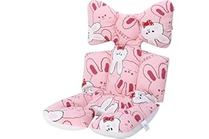 LAT LEE AND TOWN Baby Seat Pad Liner for Stroller–Soft and Breathable，3D Air Mesh Cotton Universal Baby Stroller Cushion(Pink Rabbit)