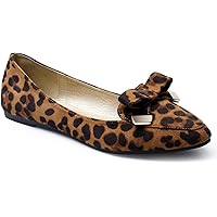 Trary Women's Pointed Toe and Bow Slip on Ballet Flat Shoes