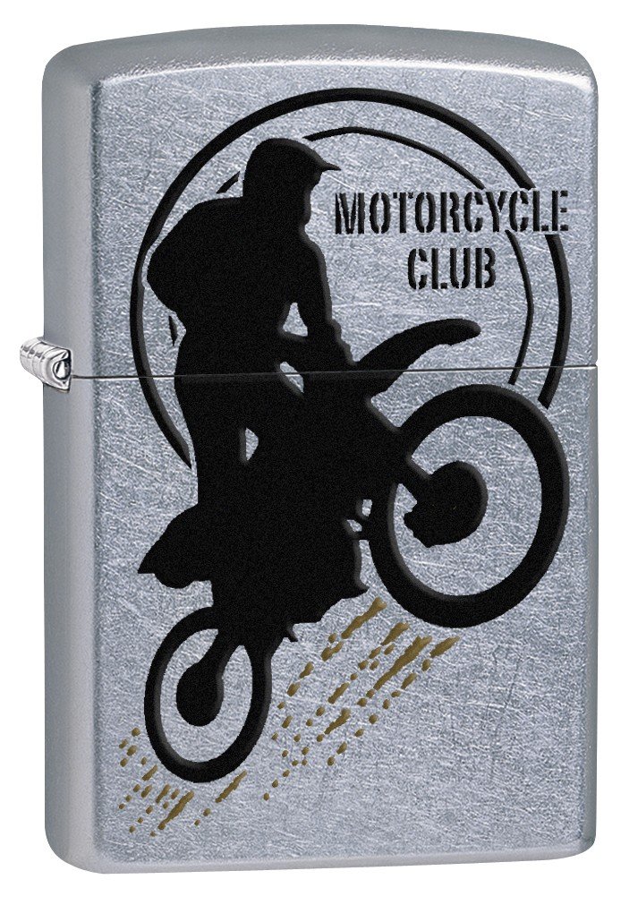 Zippo Windproof Lighter, Motorbike Cub Design – Street Chrome, with Colour Image – Refillable, Reusable, Windproof Design – Comes in Gift Box – Made in USA