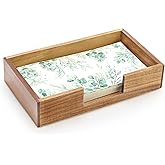 Acacia Wood Guest Towel Holder Tray for Bathroom Napkin Holders Paper Hand Towels Holder Flat Wooden Napkin Holder Disposable Bathroom Guest Towel Holder for Table Rectangle Modern Napkins Basket