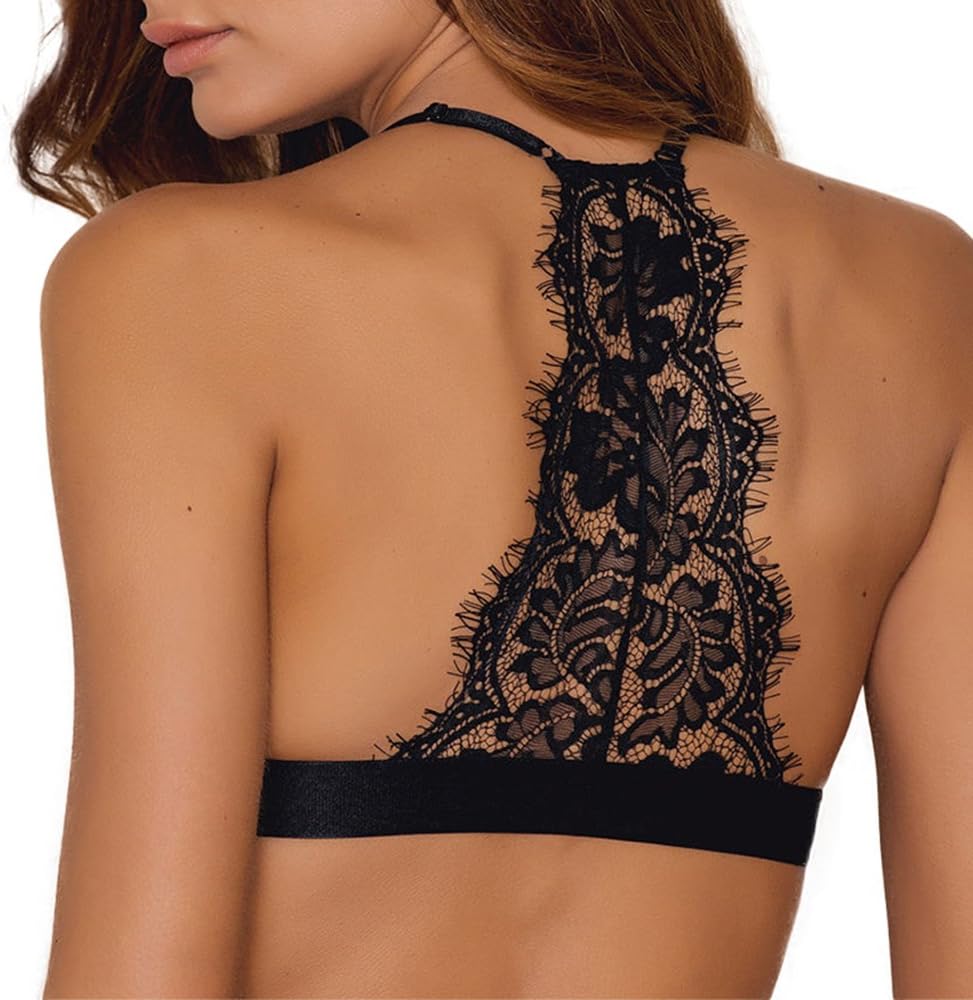 Womens Sexy Lace Racerback Patchwork Tops Bralette Bra
