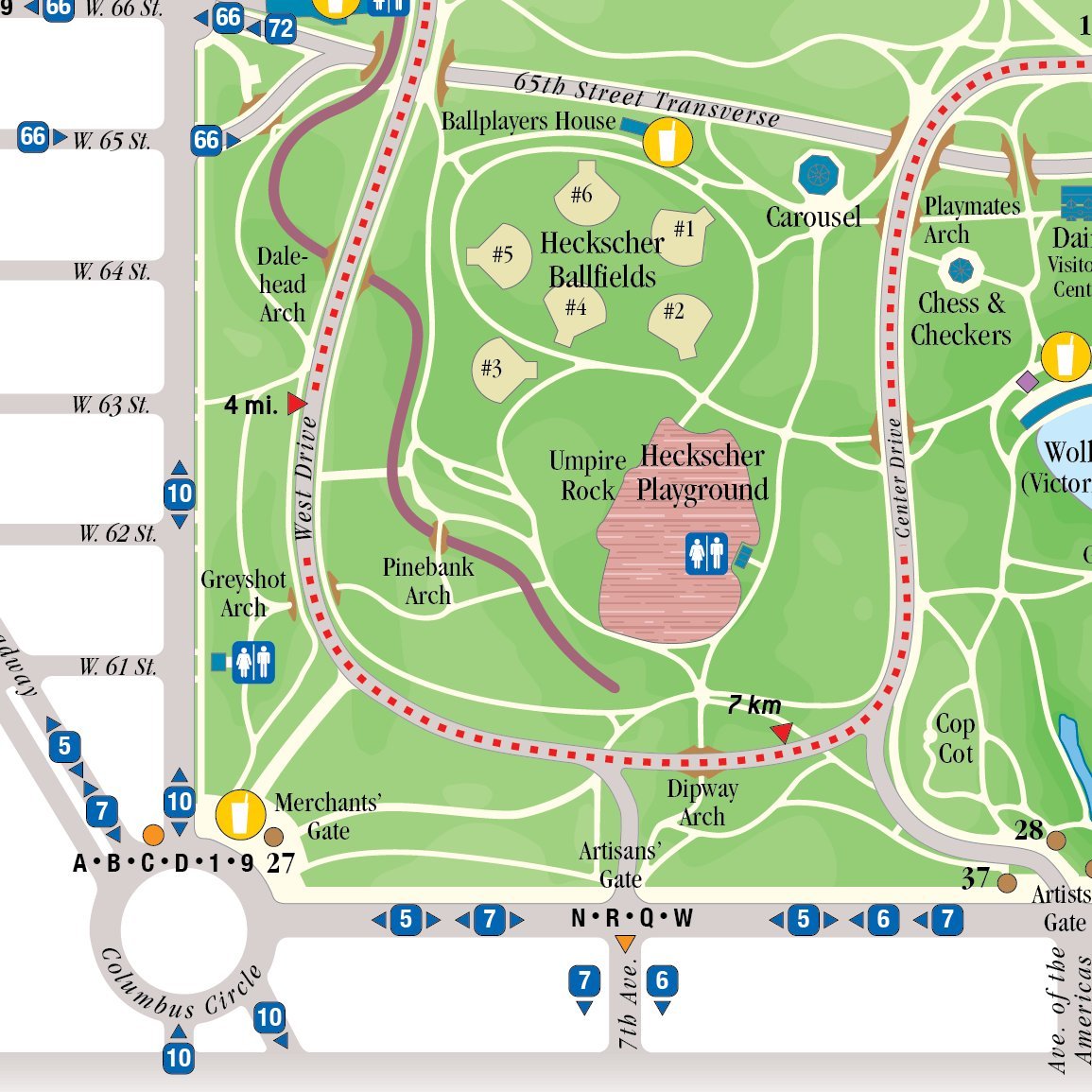 Map And Guide To Central Park New York City Folding
