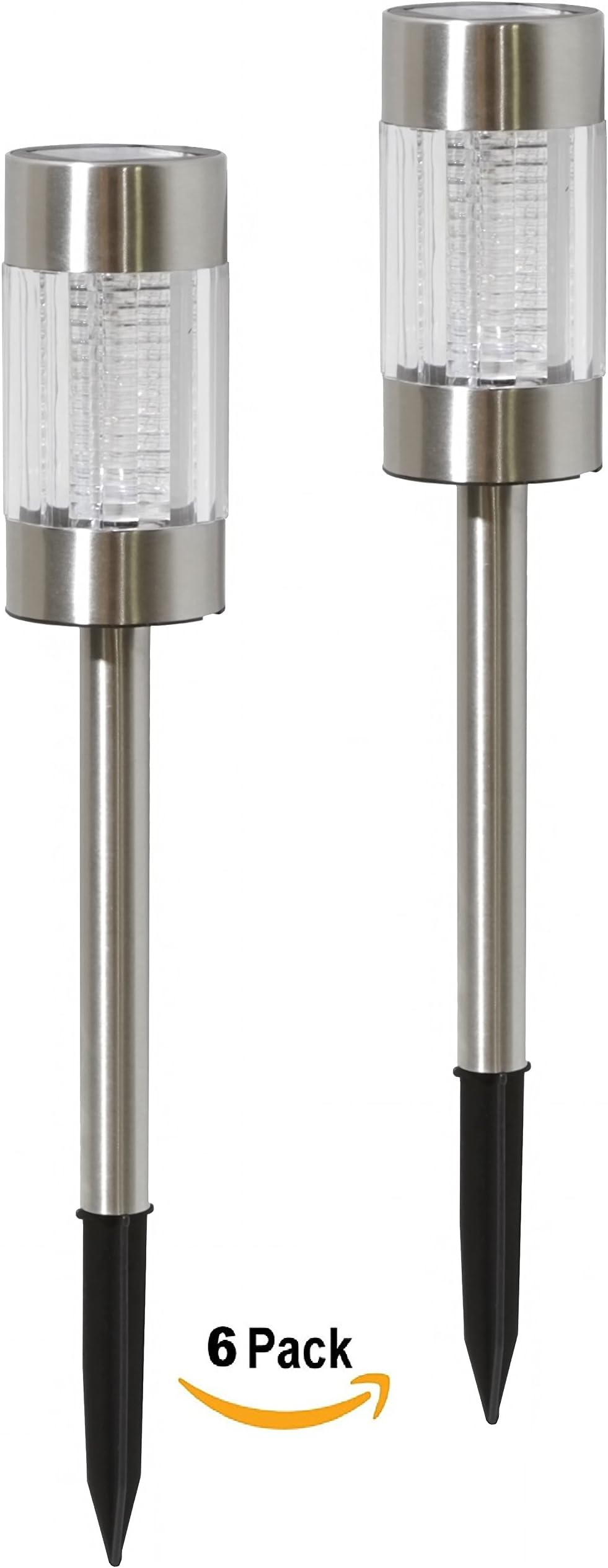 Highgate Solar Accent LED Path Lights, Stainless Steel, Set of 6 with Garden Stakes Model 102