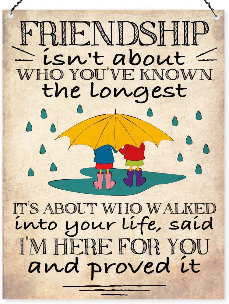 Dorothy Spring Gift Friendship Isn't About Who You've Known The Longest Saying Wall Metal Sign & Plaque with Message for Friend Quote for Bestie Present Wall Decoration Keepsake 15x20cm