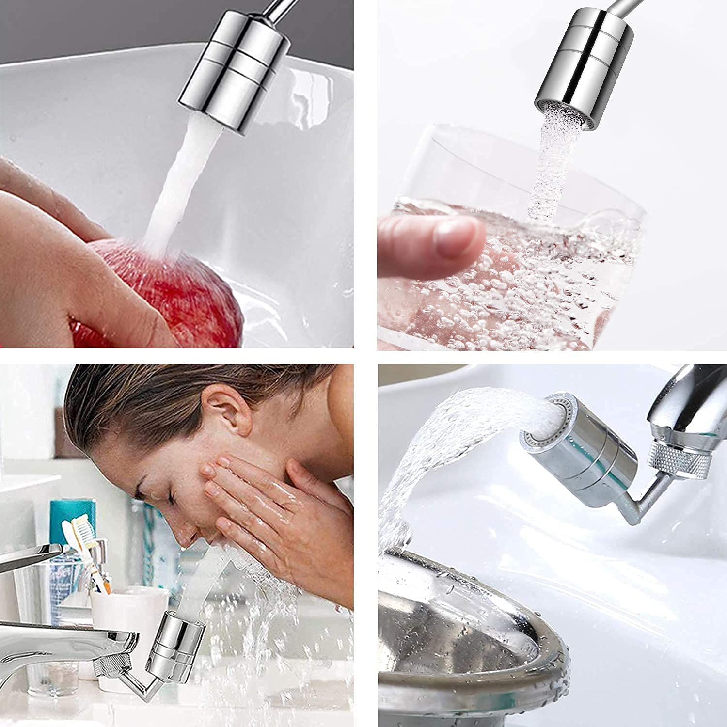 Universal Splash Filter Faucet, 720 Degree Swivel Sink Faucet Aerator, Faucet Aerator, Oxygen Enriched Foam, Leakproof, 2 Water Outlet Modes with 5 Different Sizes of adapters: Industrial & Scientific