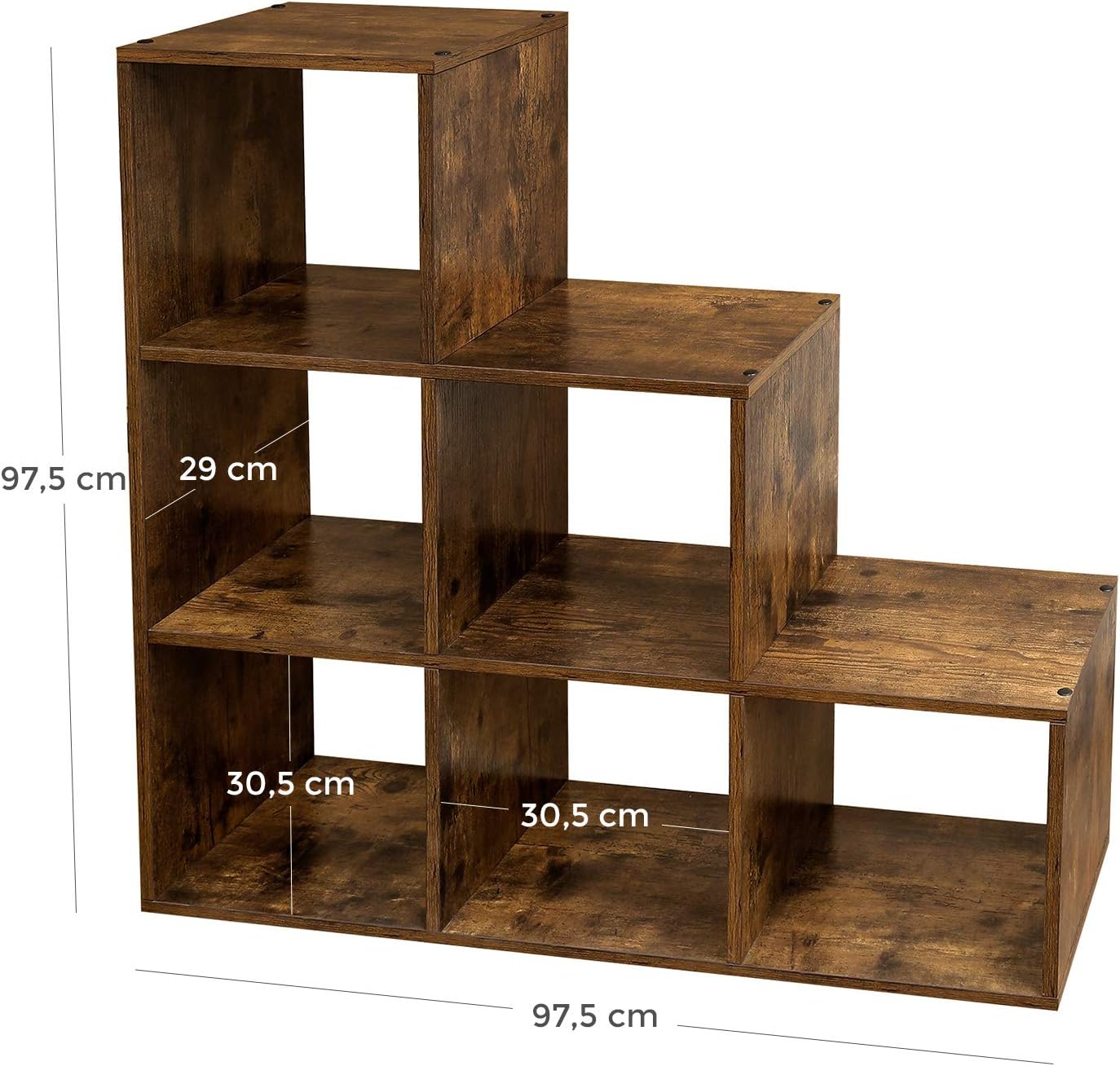 For Study Vasagle 6 Cube Storage Unit With Staircase Design Living Room Wooden Display Rack Bedroom Free Standing Shelf And Bookcase Rustic Brown Lbc63bx Home Kitchen Racks Shelves Drawers