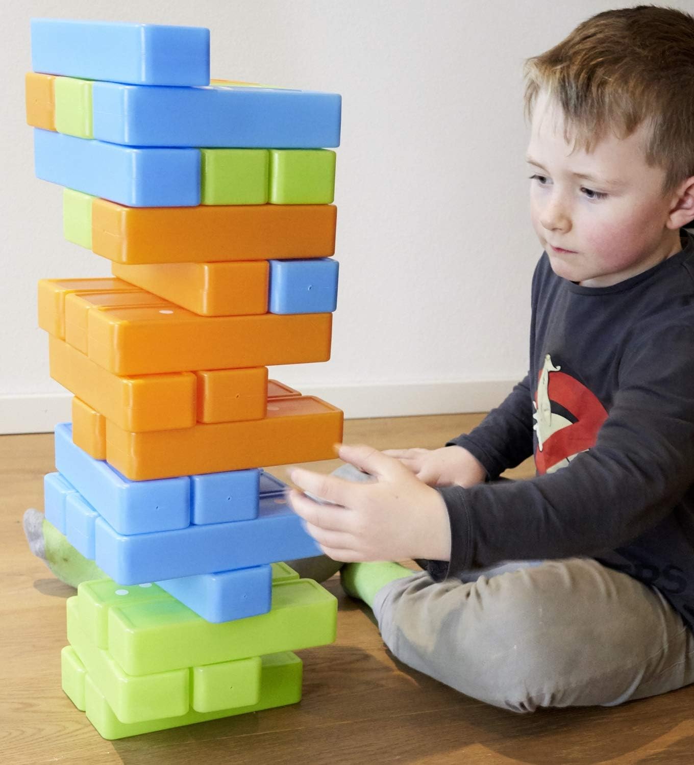 alldoro 60065 2-in-1 Tower & Domino Game Set, XXL Wobble Tower + Dominoes as Tile Game in Giant Format - Image 5