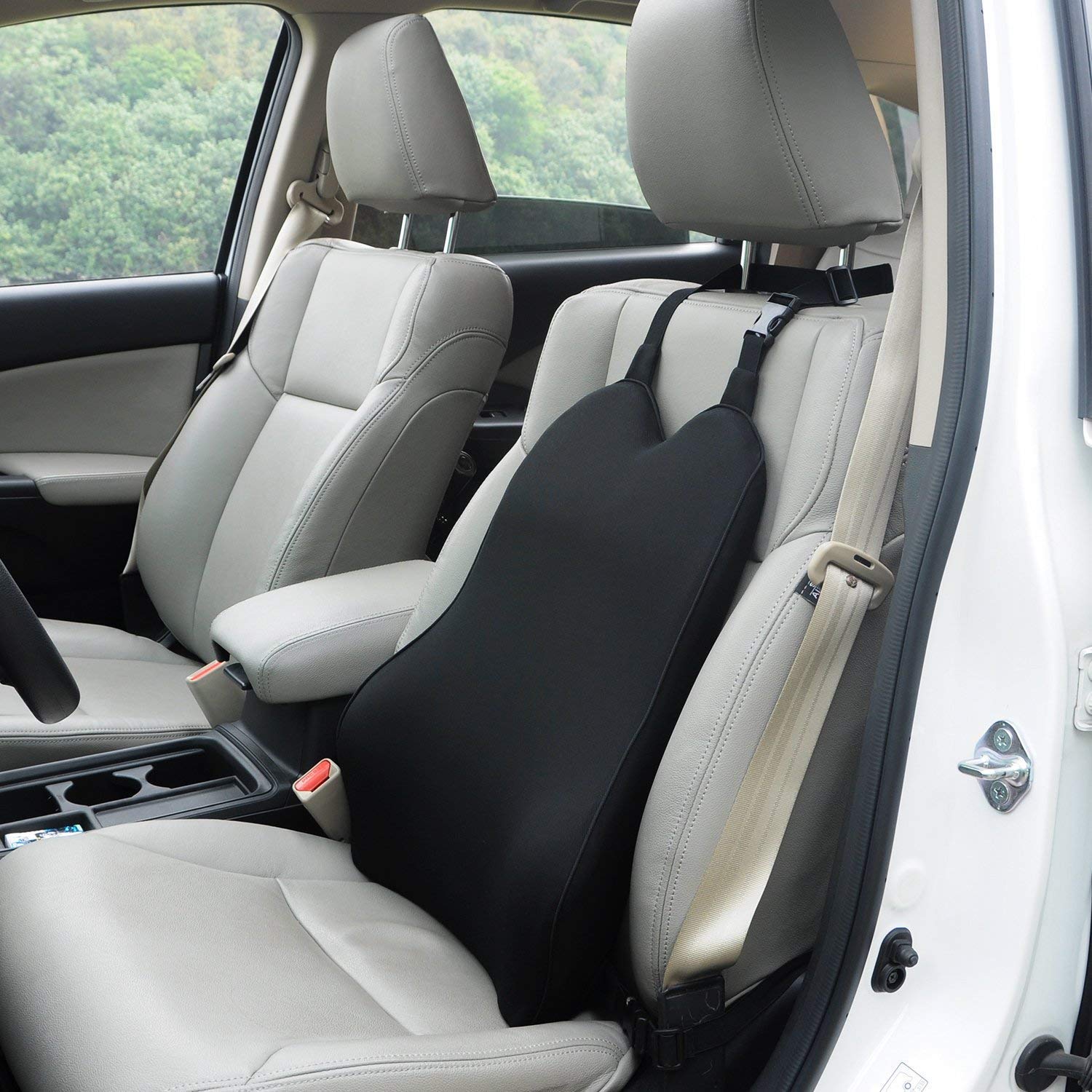 Dreamer Car Back Support in Car & Headrest Pillow Kit Designed for Car Seat,High Density Memory Foam Ergonomically Designed for Full Back and Head Support and Back Pain Relief,Black