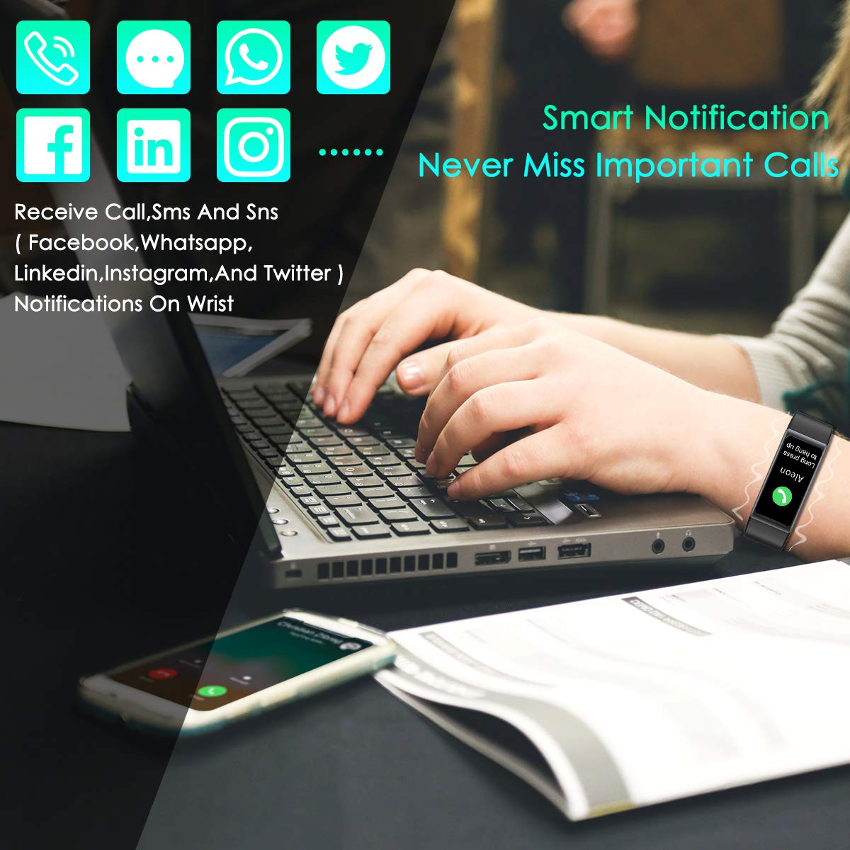 HOMVILLA Fitness Tracker, Smartwatch Activity Tracker Sports Smart Band Impermeabile IP68 Polsino Bluetooth con Monitor della frequenza cardiaca Pedometro Monitor del Sonno Caloria per iOS Android