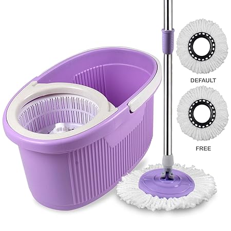 Cozylife by Smile Mom, Mop Stick Rod with Bucket Set in Offer and Easy Wheels for Best 360 Degree Spin Magic Floor Cleaning for Home + Office & 2 Refill Head