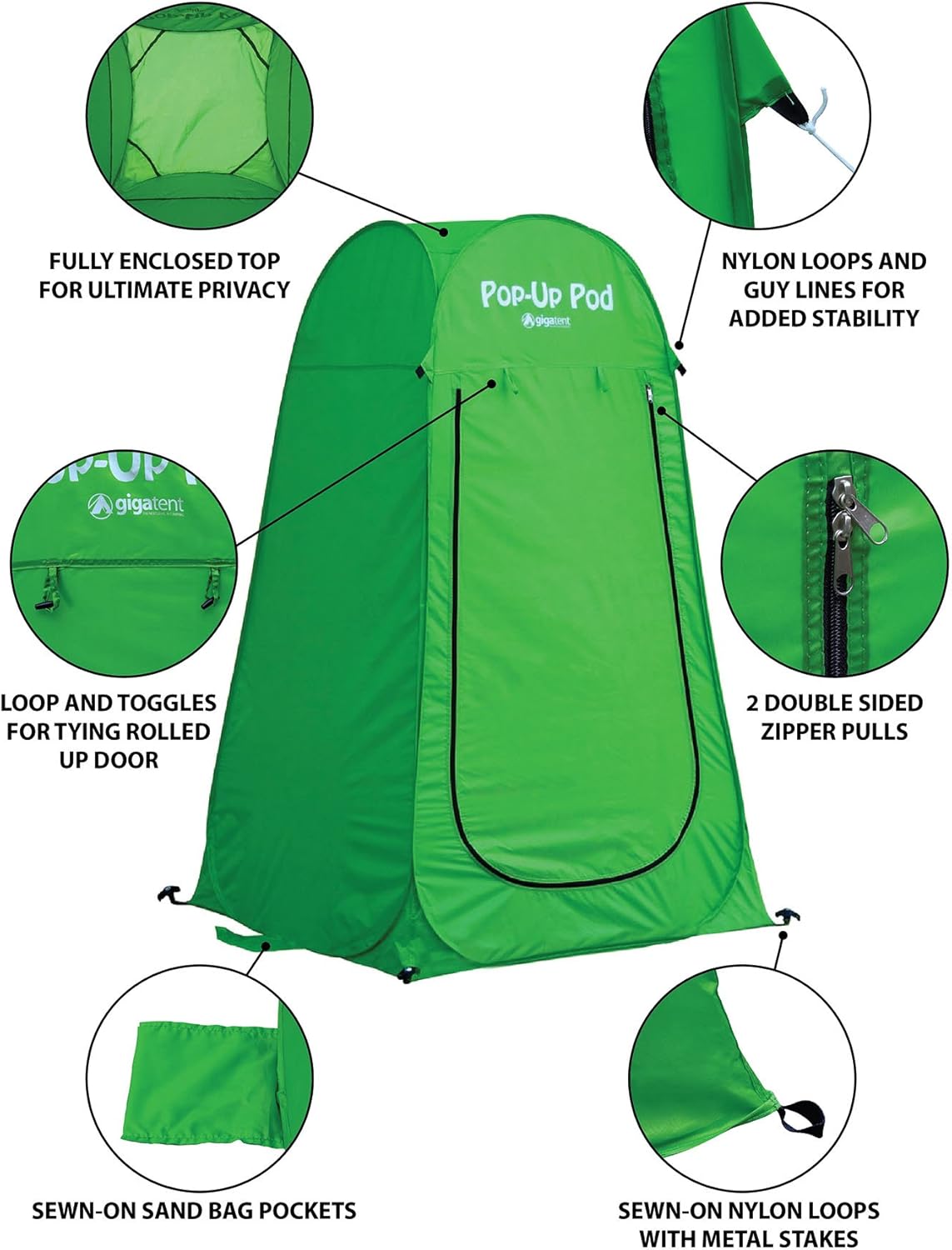 GigaTent Pop Up Pod Changing Room Privacy Tent – Instant Portable Outdoor Shower Tent, Camp Toilet, Rain Shelter for Camping & Beach – Lightweight & Sturdy, Easy Set Up, Foldable - with Carry Bag: Sports & Outdoors