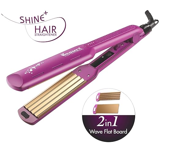 Warmex Home Appliances Shine+ 50 Watts Hair Styling Iron with Straightener and Wave Changeable Plates (Purple)