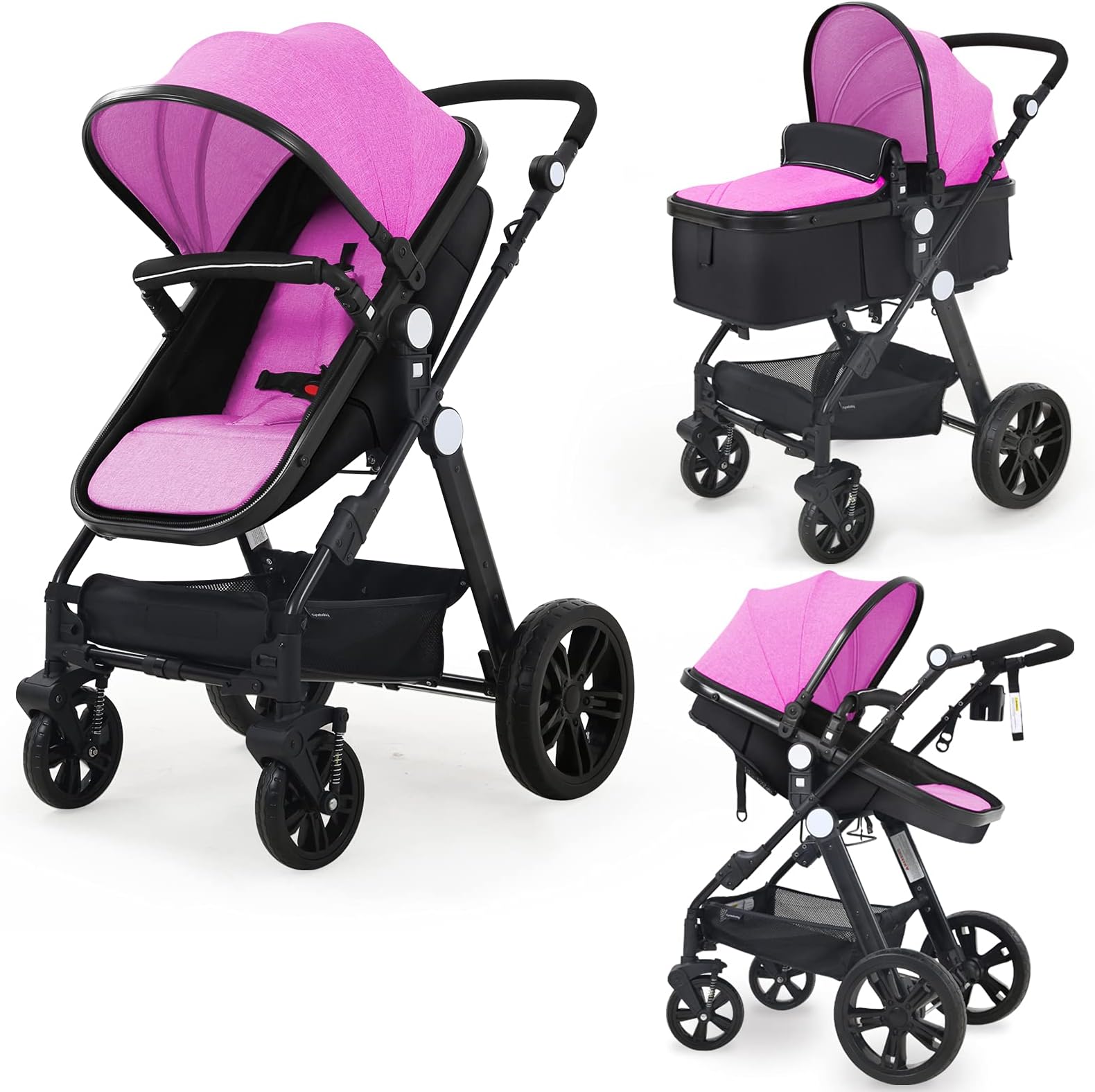 Newborn Infant Toddler Baby Stroller - Sleeping & Sitting Mode 2 in 1 All Terrain High Landscape Shock Absorption Sunshade Comfortable Baby Car for 0-36 Months Old Babies (Purple)
