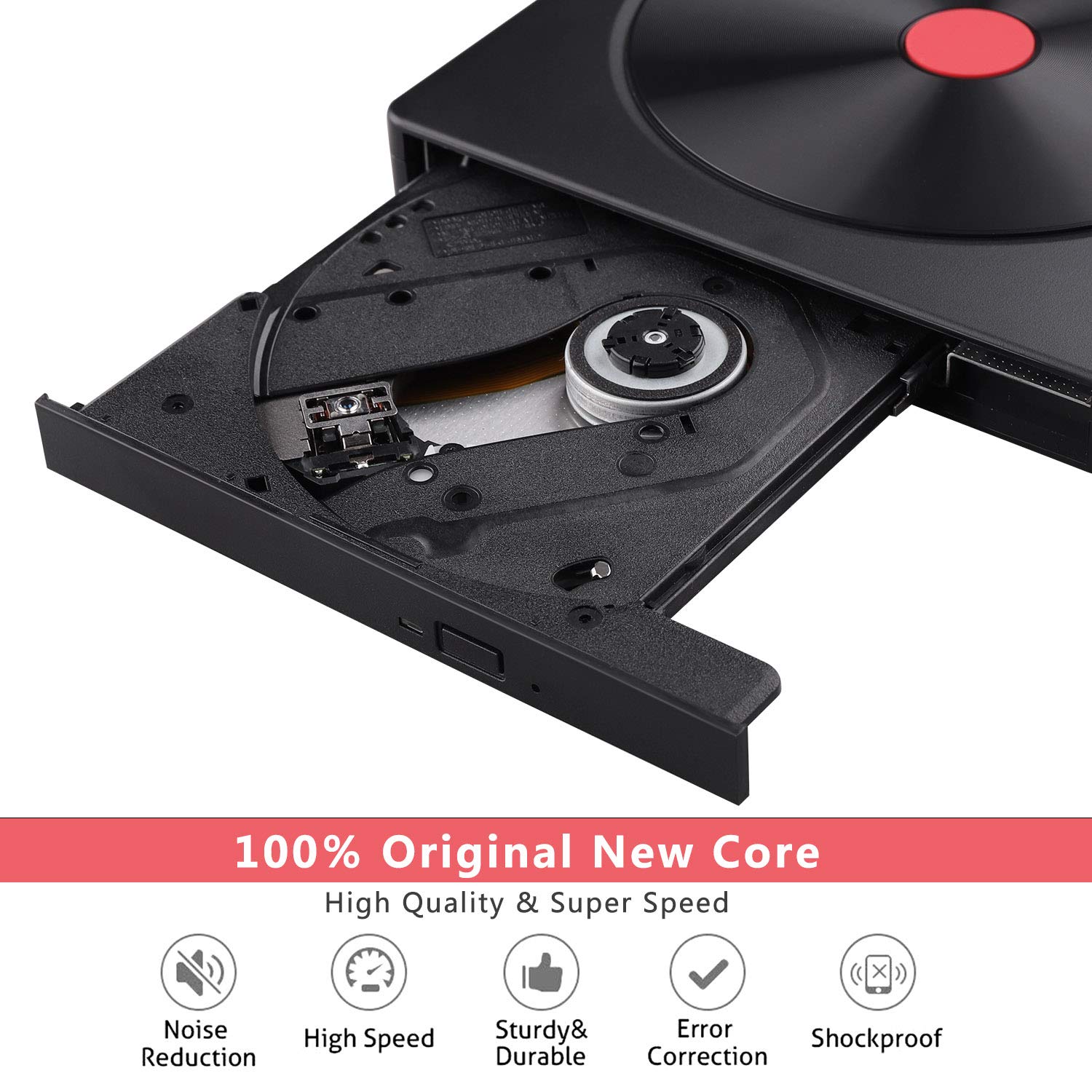 AMIGIK External DVD Drive, USB 3.0 Type C CD Drive, Dual Port DVD-RW Player - Portable Optical Burner Writer Rewriter, High Speed Data Transfer for Laptop Notebook Desktop PC MAC OS Windows 10/8/7