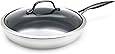 GreenPan Venice Pro Noir Stainless Steel Healthy Ceramic Nonstick, 12", Silver,CC002400-001