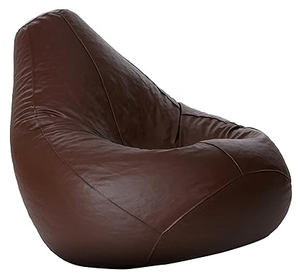 Biggie Bean Bags Leatherette Comfy Bean Bag Filled with Bean Filler (XL, Brown)