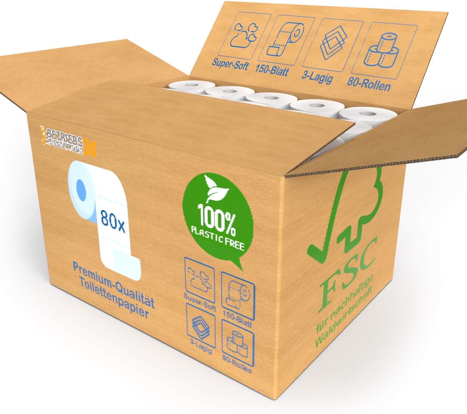 80x Rollen Toilettenpapier BULK-Verpackung XXL Vorratspack 3 Lagig - Soft Premium Qualität: Amazon.de: Bürobedarf & Schreibwaren - 