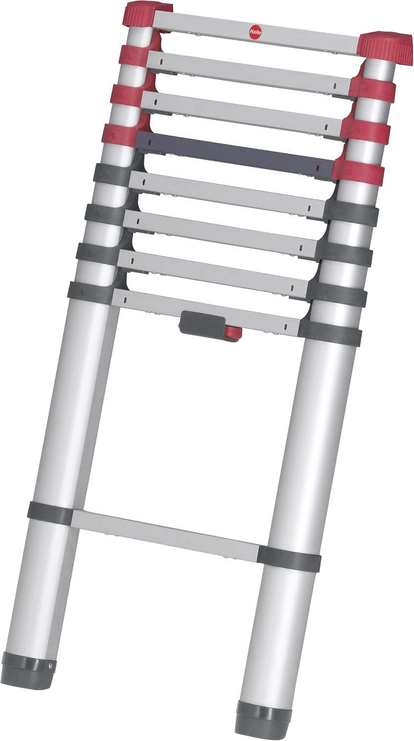 Hailo 7113091 Telescopic Ladder - Silver (1-Piece), 1x9 Sprossen