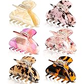 WILLBOND 6 Pieces Medium Hair Claw Clips for Thin Hair 2.6 Inch Tortoise Shell Clip Banana Jaw Hairpin French Style Barrettes Head Accessories for Women Girls(Retro Patterns)