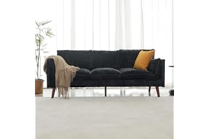 OHOHOLIVE 82" Chenille Couch Mid-Century Modern Design with Solid Wood Legs, Soft Cushions 3 Seat Sectional Sofa Couch - Ideal for Bedroom, Living Room, Small Apartment, Studio, Office