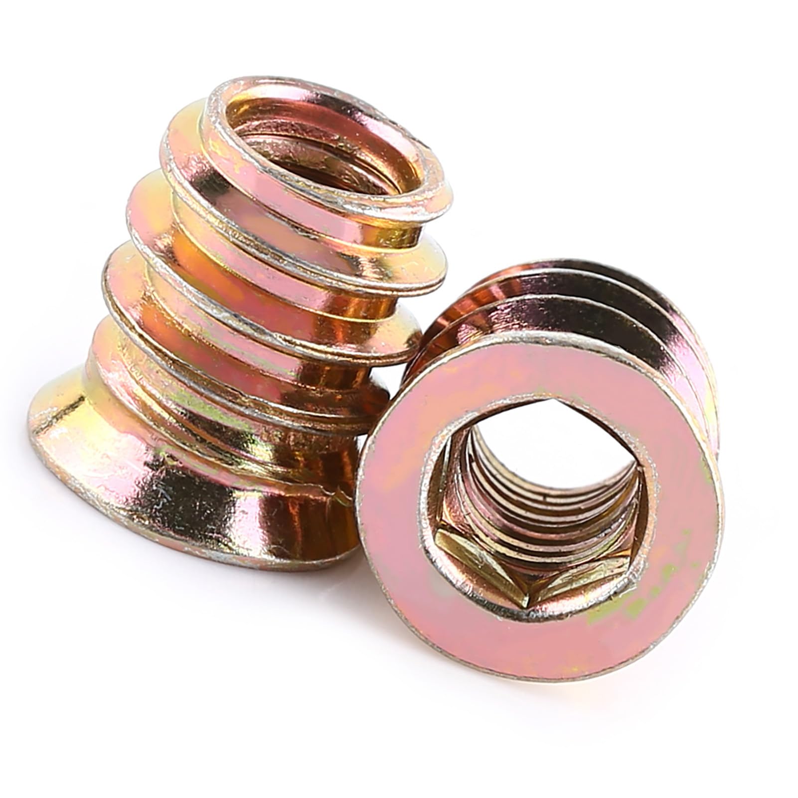 FTVOGUE 20pcs Inside Hex, Nuts Hex & Machine Screw Nuts Socket Drive Head Screw Carbon Steel Insert Nuts Threaded for Wood Furniture (M6*13mm)