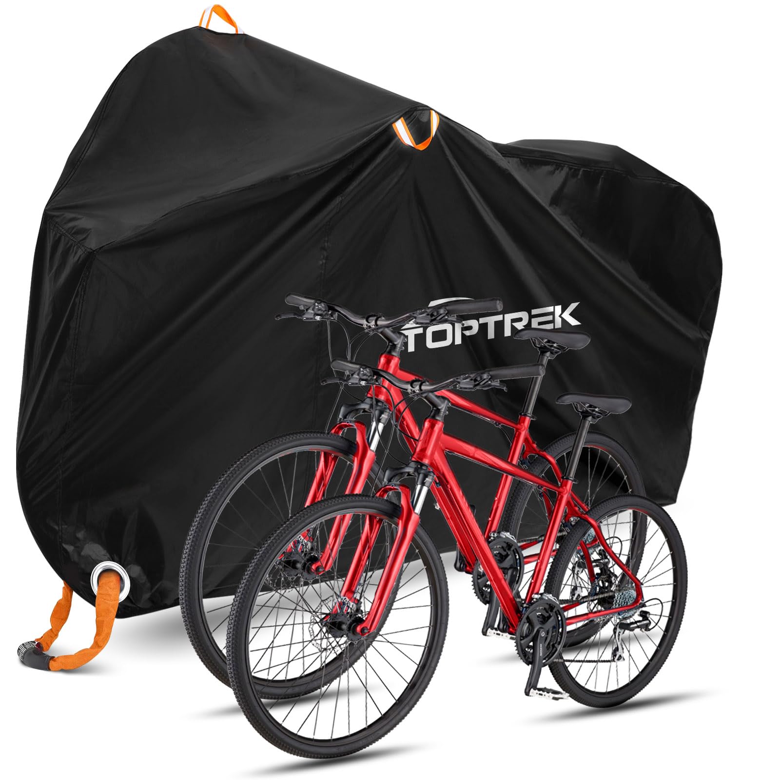 toptrek Bike Cover for 2 Bikes, 210D Oxford Bike Covers for Outside Storage, 210 x 110 x 95cm Bicycle Cover Waterproof Outdoor with Storage Bag, Anti-UV Bike Rain Cover