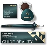 Guide Beauty Eyeliner Duo with GUIDE Wand, Brown | Brown Cream Eyeliner And GUIDE Wand For Tightlining, Wings And Defined Lash Lines, Ergonomic Tool For Smooth, Steady Control