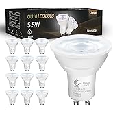 DAYBETTER GU10 LED Light Bulbs, Dimmable GU10 Bulb Replacement for Track Lighting, 5.5w Equivalent 50W, 500 LM Daylight White 5000K, MR16 LED Bulb for Kitchen, Range Hood, Living Room, 12 Pack