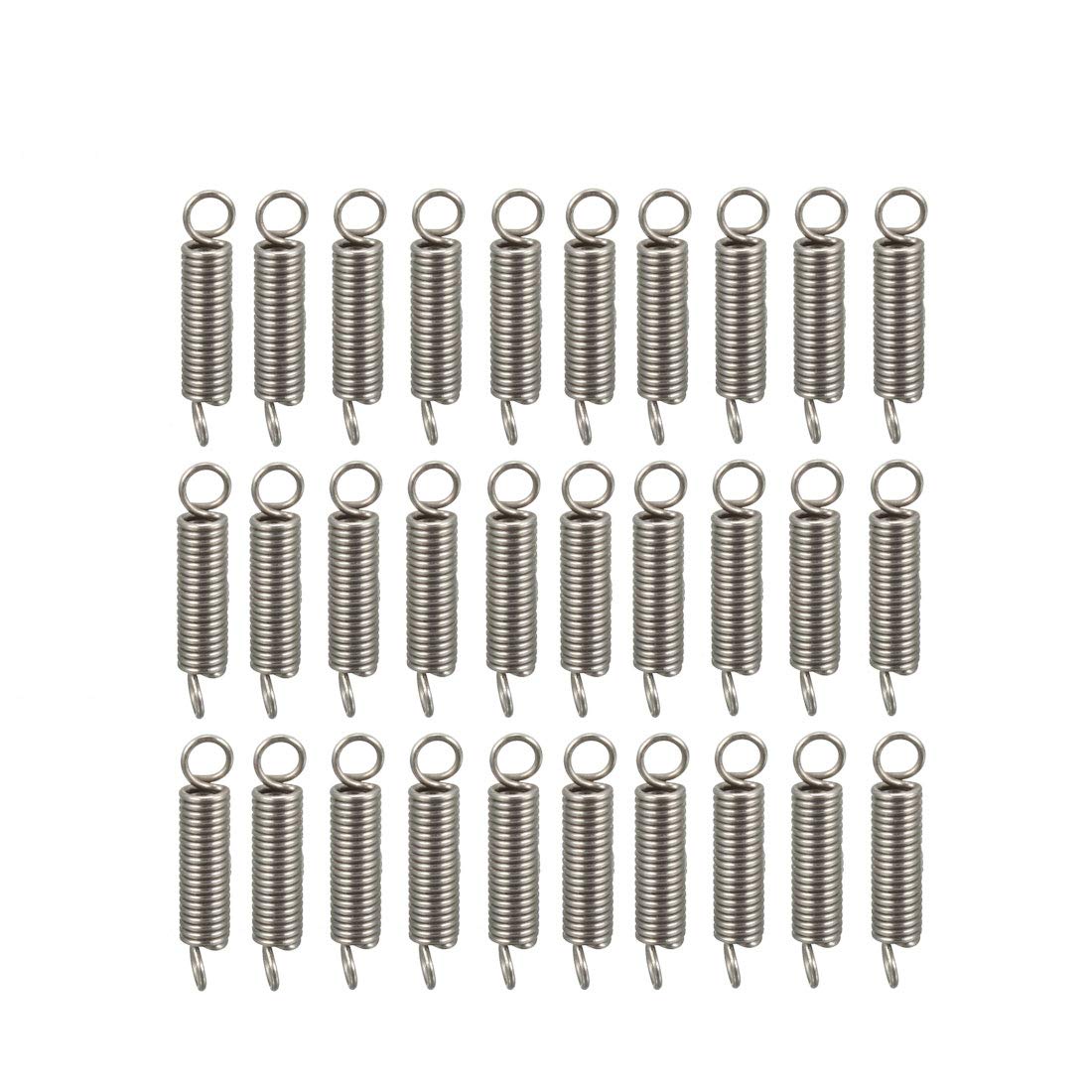 sourcing map Extended Tension Spring Wire Diameter 0.012", OD 0.08", Free Length 0.39" Stainless Steel Small Dual Hook Tension Spring for Machinery Construction Industrial 100pcs