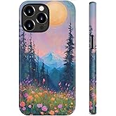 STARVIP for iPhone 15 Pro Case, Wireless Charging Compatible,Dual-Layer Protection with Stylish Wildflower Design, Soft Silicone + Hard Shell, Cute Phone Cover for Women - Twilight Mountain Floral