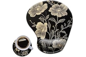 HOPONY Gel Wrist Rest Mouse Pad-Ergonomic Office Mousepad with Wrist Support-Non-Slip,Design Desk Accessories Mat for Home&Game Decor Retro Floral