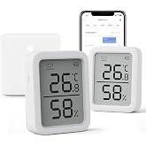 SwitchBot WiFi Thermometer Hygrometer Plus 2 Pack, Wireless Digital Indoor Temperature Gauge Humidity Monitor with App Alerts, for Home, Greenhouse, Basement and Pets, (Supports 2.4G WiFi)