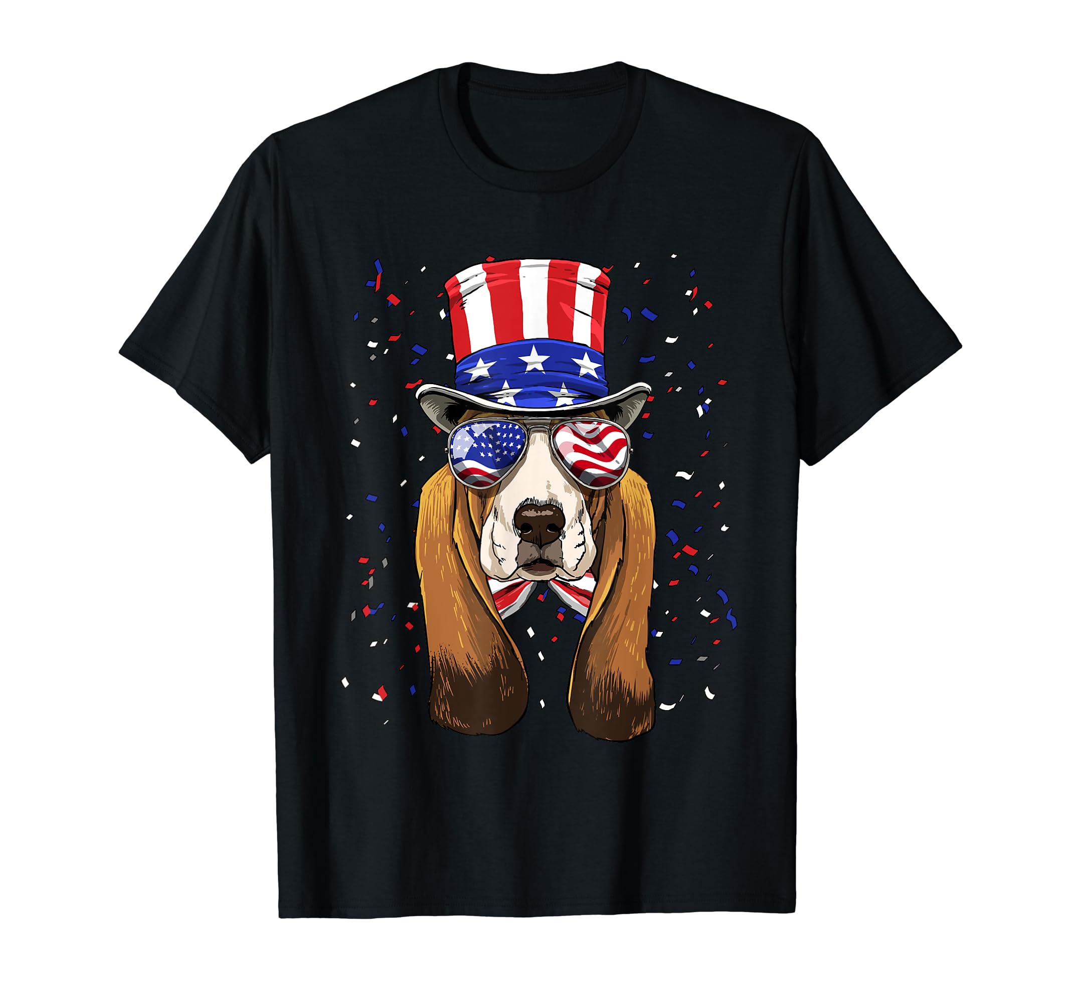Basset Hound 4th of July American Dog USA Flag T-Shirt