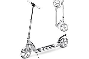 Skidee Scooter for Adults and Teens – Adjustable Height, Kids Scooter, Folding Scooter, Large Sturdy Wheels for Smooth Ride, Lightweight, Durable, Anti-Shock Suspension, Outdoor Toys, up to 220 lbs
