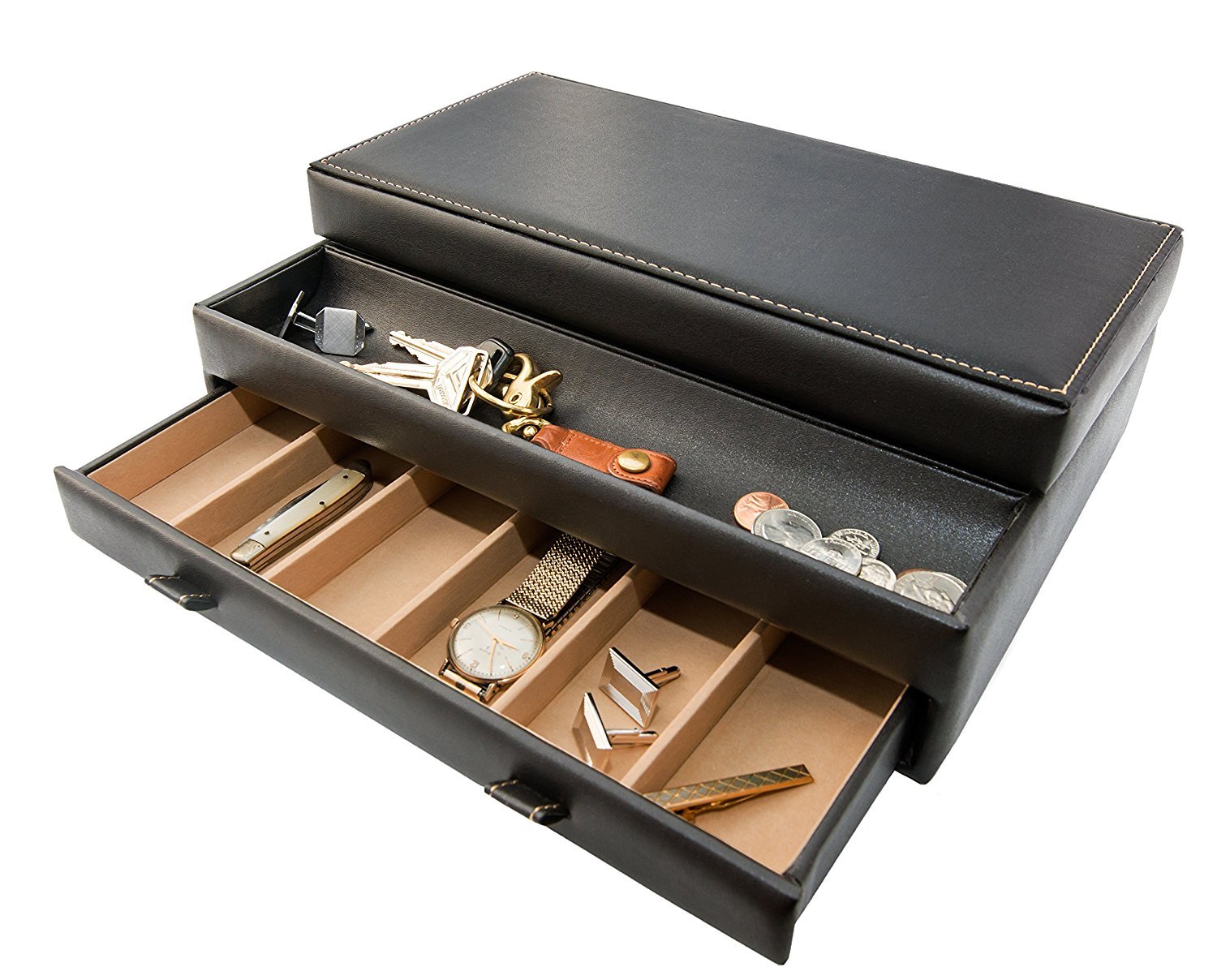 Stock Your Home Luxury Men's Dresser Valet Organizer for Watches