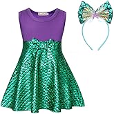 HenzWorld Little Girls Mermaid Dress for Girls Princess Mermaid Costume Dress up Clothes Cosplay Birthday Party with Headband
