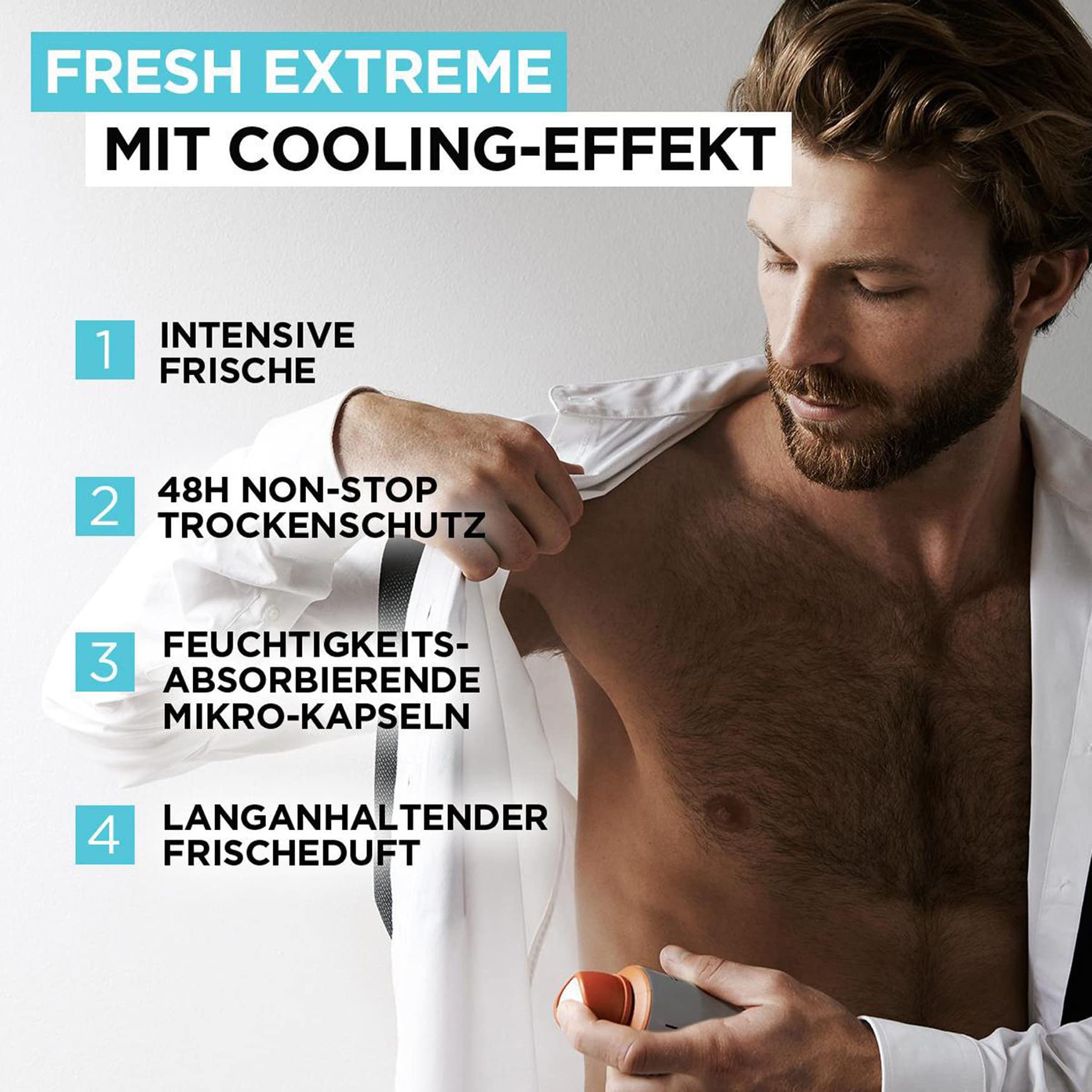 L'Oréal Men Expert Deo für Männer, Effektives Deospray mit integriertem Cooling-Effekt für bis zu 48 Stunden Frische, Fresh Extreme, 6 x 150 ml 2