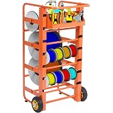 Gtouse Wire Spool Rack, Multi-Spool Wire Cart Cable Caddy, 11 Rods | Heavy Duty, Electrical Wire Spool Storage Holder, With Wheels, Cable Spool Dispenser Rack, For Electrical Industrial Retail