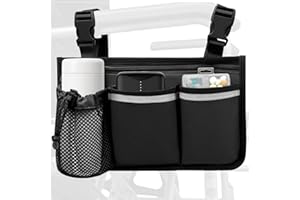 PROTRAVERSE Wheelchair Side Bag,Storage Bag/Cup Holder,Wheelchair Armrest Accessories Pouch with Pen Slot for Power Wheelchairs, Walkers, Rollators