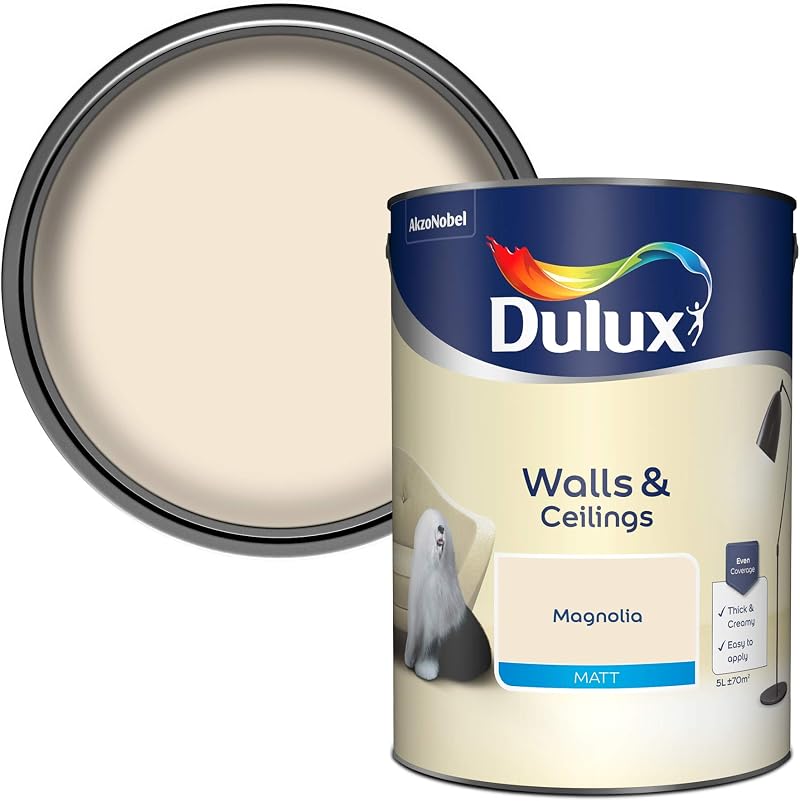 Dulux Matt Emulsion Paint For Walls And Ceilings Magnolia 5 Litres