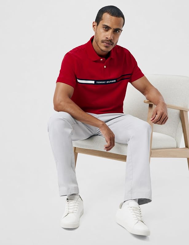 Polo Manches Courtes Homme Chest Insert Regular Fit, Rouge (Primary Red), S — photo 2 sur 6