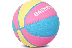 AXGUIQ Kids Youth Adult Size 3/4/5/6/7 Basketball Thickened Rubber Outdoor Colorful 22/25.5/27.5/28.5/29.5" for Play Game Gifts (Deflated)