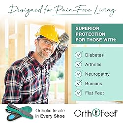 Orthofeet Men's Orthopedic Black Leather Granite