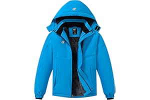 SATANKUD Boys Waterproof Ski Snow Jacket Winter Fleece Lined Warm Coat Hooded Windproof Kids Outerwear