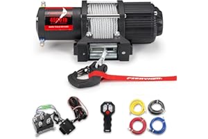 FIERYRED 4500LBS Electric Winch - 12V Towing Winch with Steel Cable ATV Winch Kits for Towing ATV/UTV Off Road Trailer with W