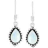 Natural Moonstone Earrings for Women Mom Wife 925 Silver Overlay handmade Dangle Earrings