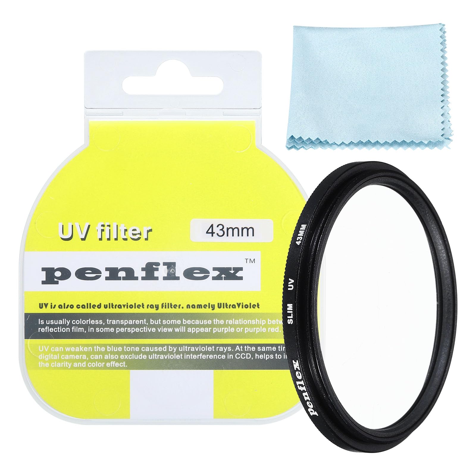 PATIKIL 43mm UV Filter, 1 PCS UV Protection Filter SLIM UV Camera Lens Filter Aluminum Optical Camera Accessory Crystal Clear Pics for 43mm Camera Lens Filter Photography Picture