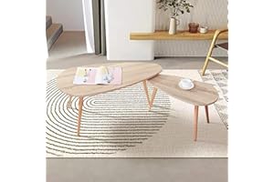 GOLDFAN Nesting Coffee Tables Set of 2, Oval Coffee Table Wood Tables with Beech Wood Legs for Living Room,39.3 * 19.6 * 16.9