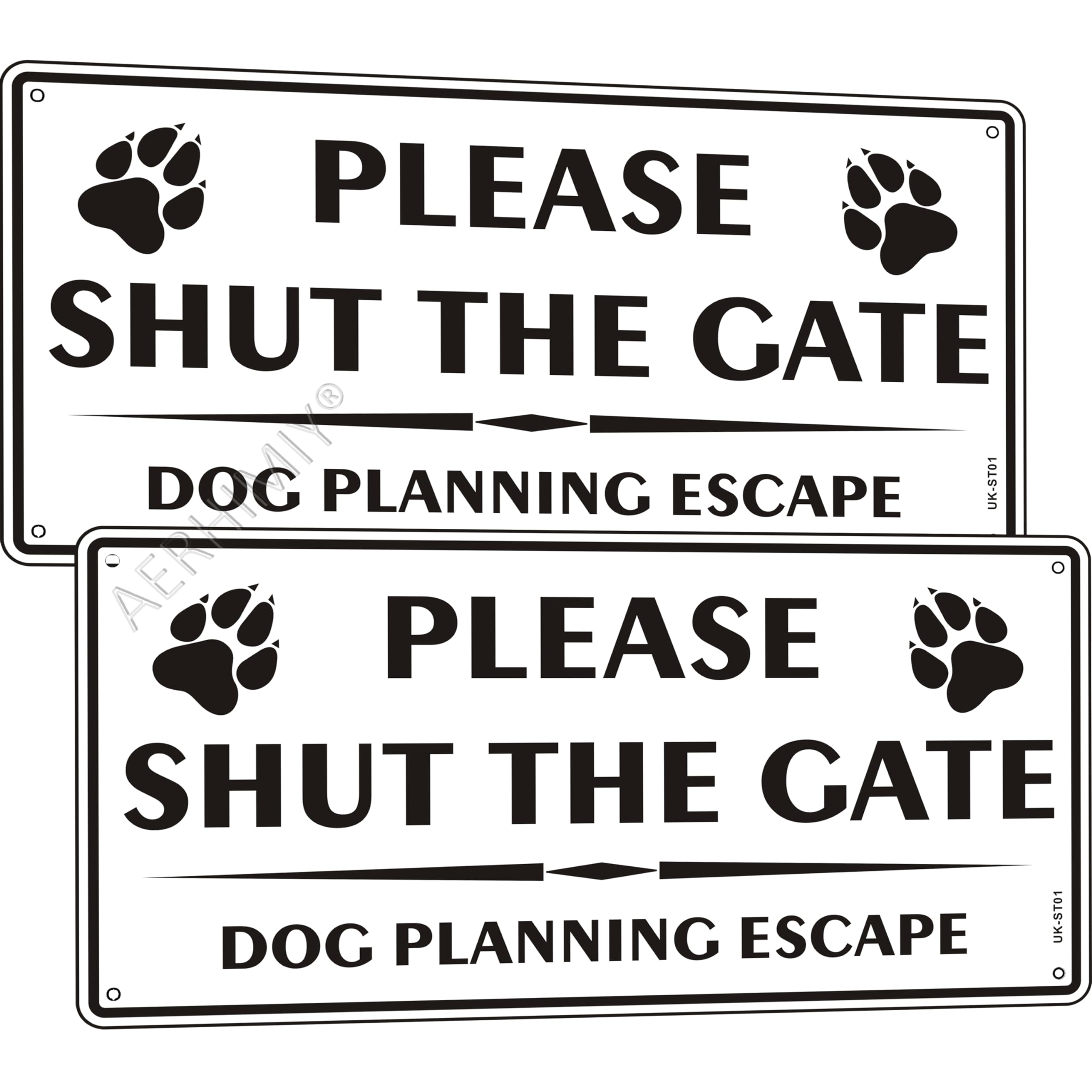 2 Pack Please Shut The Gate Signs Metal Reflective 5.9x11.8 Inches, Close Gate Sign Dog Planning Escape, Durable Aluminum, UV Resistant, Waterproof, Anti-rust, With 4 Drilling