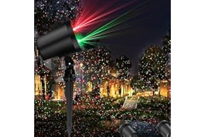 COOWOO Christmas Laser Light Projector, 2 Pack, Red and Green Star Laser Lights Show with Timer for Outdoor Decorations, Waterproof Landscape Lighting for Christmas and Holidays